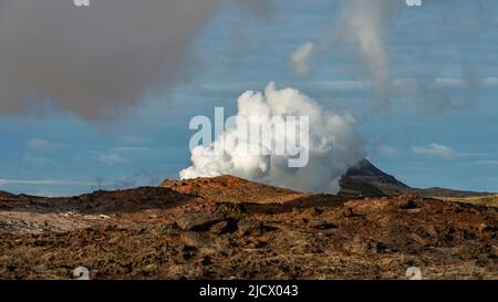 Fire n`Ice - Island live erlebt ! Eindrücke meiner Inselreise im August 2019.Hier das Hochtemperaturgebiet Gunnuhver auf der Halbinsel Reykjanes. Stockfoto